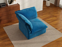 Deluxe Cloud Blue 1-Seater Velvet Single Sofa | 1-Piece, Washable Covers