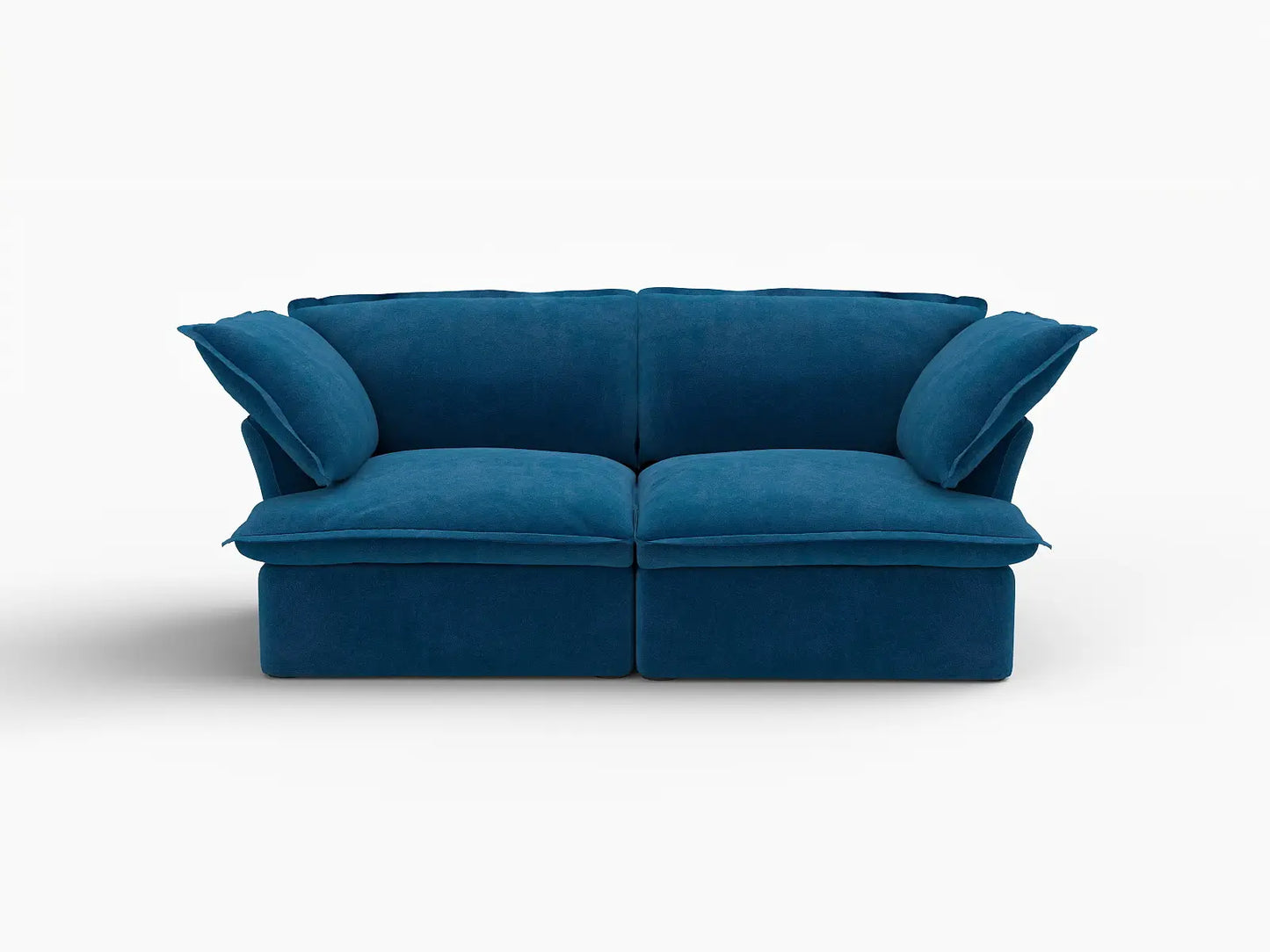 Sofá biplaza de lujo azul nube para espacios pequeños | 2 piezas, tela de terciopelo, fundas lavables