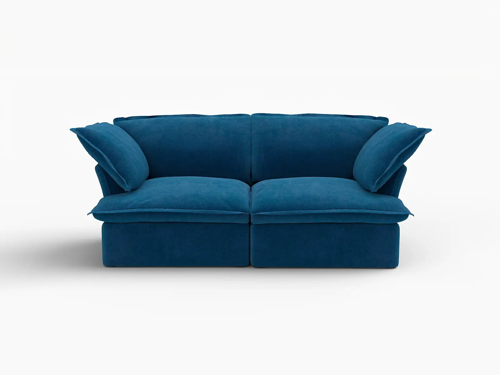 Deluxe Cloud Blue 2-Seater Loveseat Small Space | 2-Piece, Velvet Fabric, Washable Covers