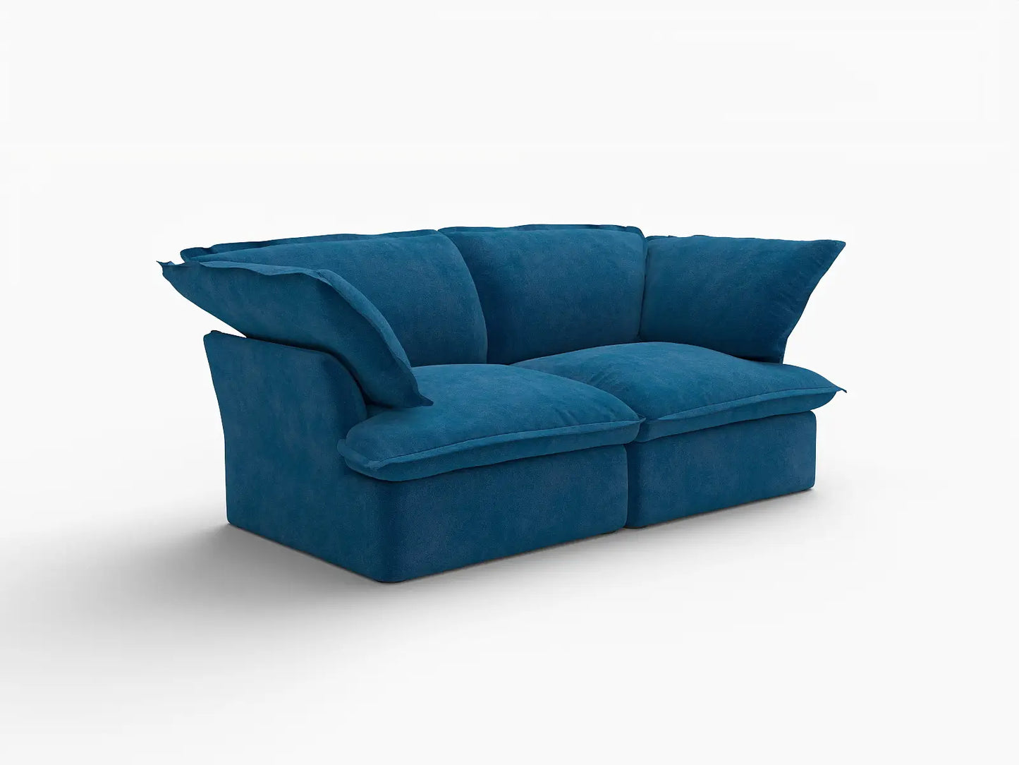Sofá biplaza de lujo azul nube para espacios pequeños | 2 piezas, tela de terciopelo, fundas lavables
