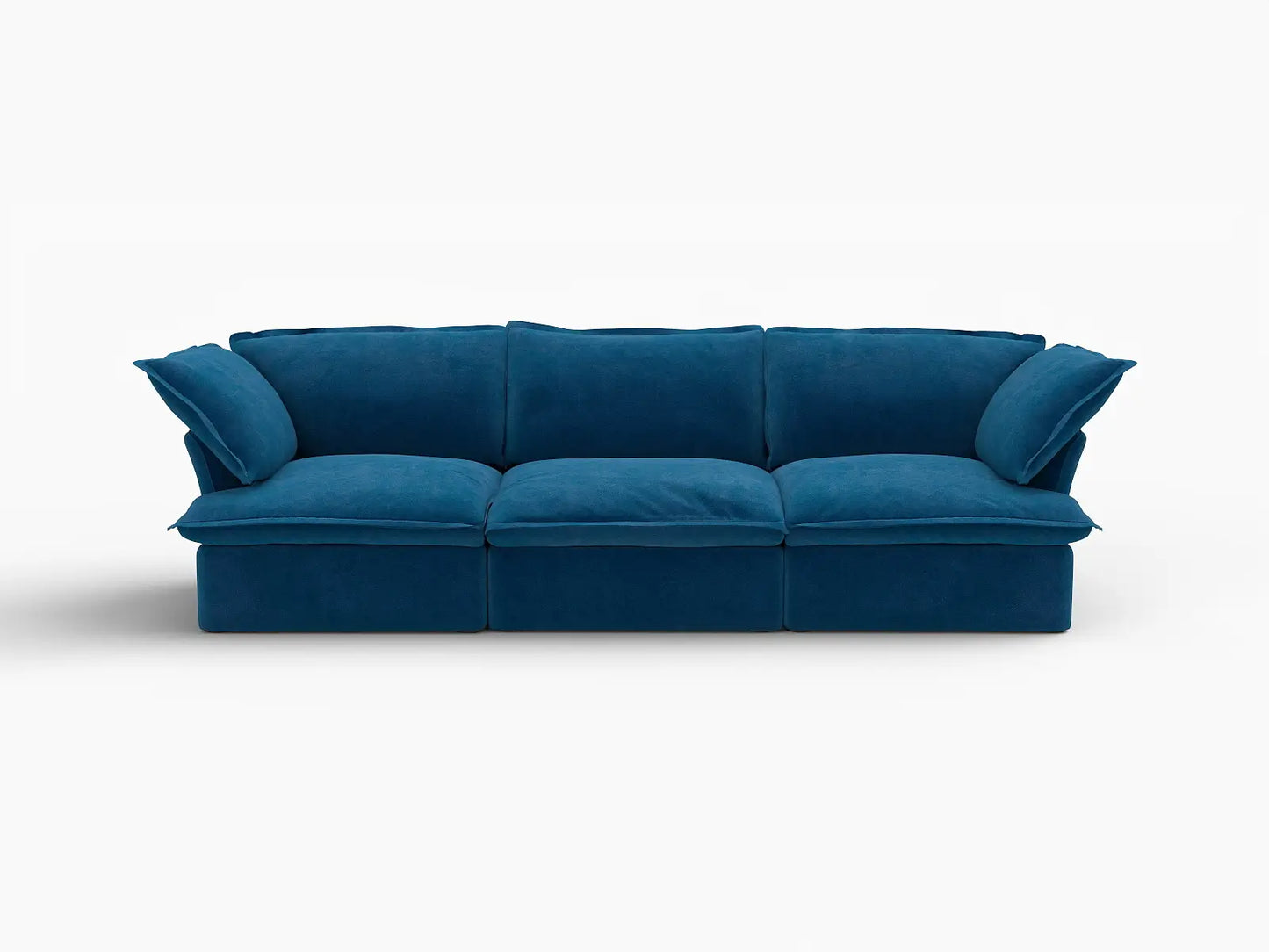 Deluxe Cloud Blue 3-Seater Modular Couch Sectional | 3-Piece, Velvet Fabric, Washable Covers
