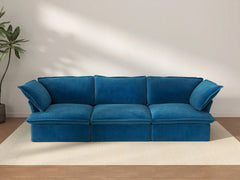 Deluxe Cloud Blue 3-Seater Modular Couch Sectional | 3-Piece, Velvet Fabric, Washable Covers