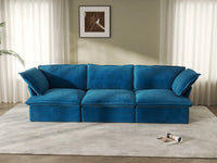 Deluxe Cloud Blue 3-Seater Modular Couch Sectional | 3-Piece, Velvet Fabric, Washable Covers