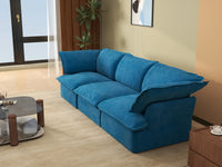 Deluxe Cloud Blue 3-Seater Modular Couch Sectional | 3-Piece, Velvet Fabric, Washable Covers