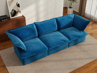 Deluxe Cloud Blue 3-Seater Modular Couch Sectional | 3-Piece, Velvet Fabric, Washable Covers