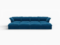Deluxe Cloud Blue 4-Seater Pit Sectional with Storage | 8-Piece (includes 4 ottomans), Velvet Fabric, Washable Covers