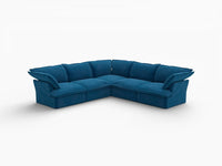 Deluxe Cloud Blue 5-Seater V-Shaped Washable Sectional | 5-Piece, Velvet Fabric, Large Space