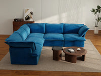 Deluxe Cloud Blue 5-Seater V-Shaped Washable Sectional | 5-Piece, Velvet Fabric, Large Space