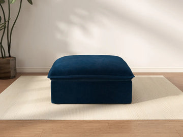 Puf modular Deluxe Nube Azul Oscuro de 1 asiento | 1 pieza (incluye 1 puf), tejido de terciopelo, puf de almacenamiento
