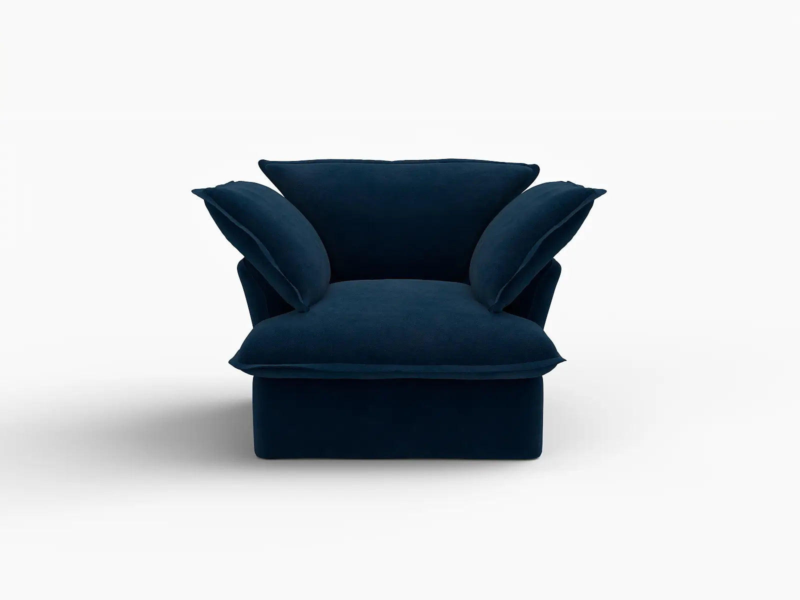 Sofá Modular de Lujo Nube Azul Oscuro de 1 Plaza | 1 Pieza, Tela de Terciopelo, Fundas Lavables