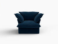 Deluxe Cloud Dark Blue 1-Seater Modular Sofa | 1-Piece, Velvet Fabric, Washable Covers