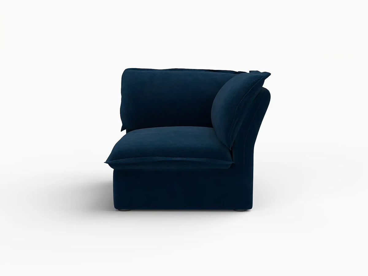 Deluxe Cloud Dark Blue 1-Seater Modular Sofa | 1-Piece, Velvet Fabric, Washable Covers