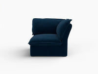 Deluxe Cloud Dark Blue 1-Seater Modular Sofa | 1-Piece, Velvet Fabric, Washable Covers