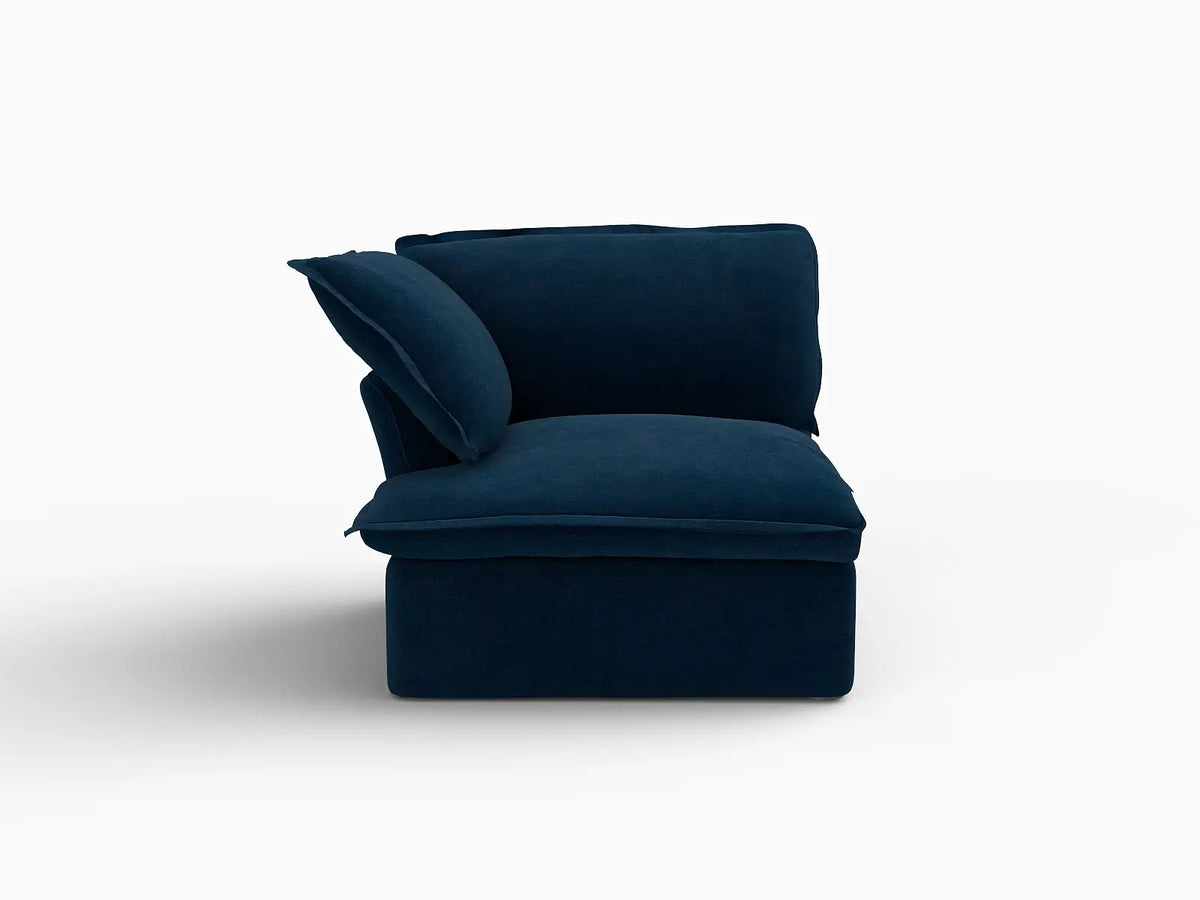 Deluxe Cloud Dark Blue 1-Seater Modular Sofa | 1-Piece, Velvet Fabric, Washable Covers