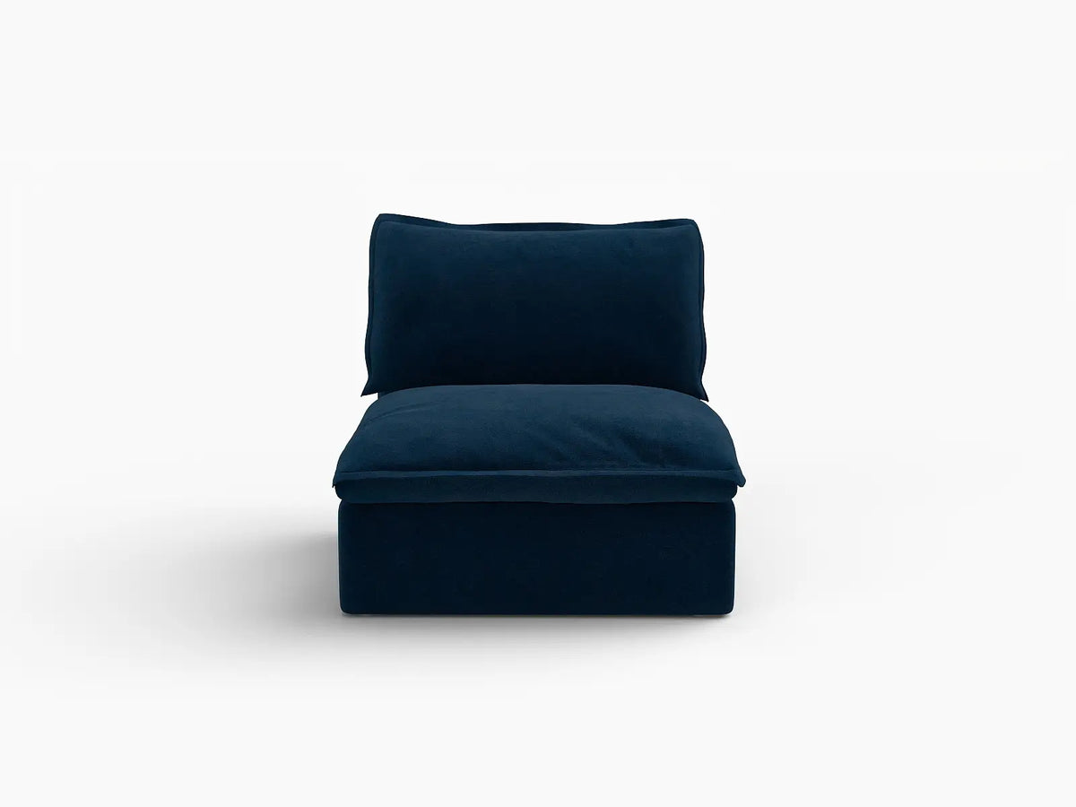 Deluxe Cloud Dark Blue 1-Seater Modular Sofa | 1-Piece, Velvet Fabric, Washable Covers
