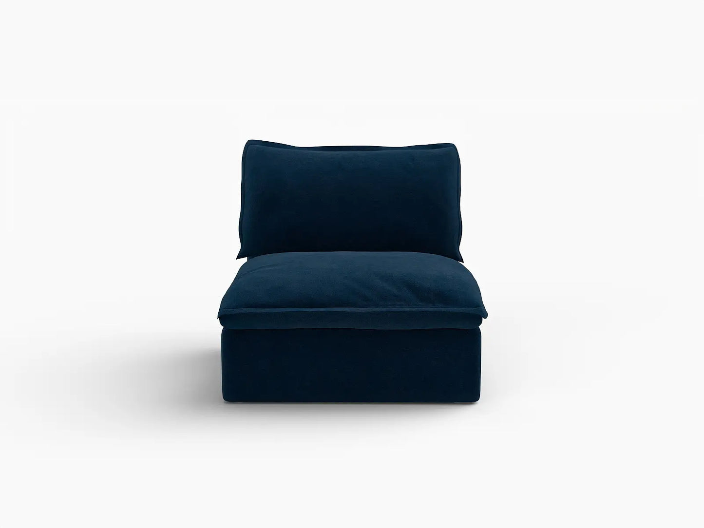 Deluxe Cloud Dark Blue 1-Seater Modular Sofa | 1-Piece, Velvet Fabric, Washable Covers