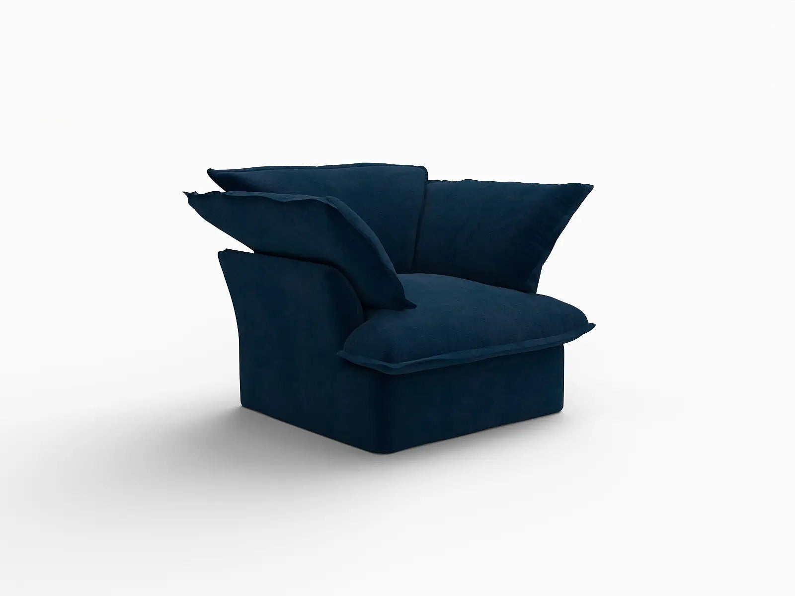 Sofá Modular de Lujo Nube Azul Oscuro de 1 Plaza | 1 Pieza, Tela de Terciopelo, Fundas Lavables
