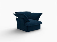 Deluxe Cloud Dark Blue 1-Seater Modular Sofa | 1-Piece, Velvet Fabric, Washable Covers