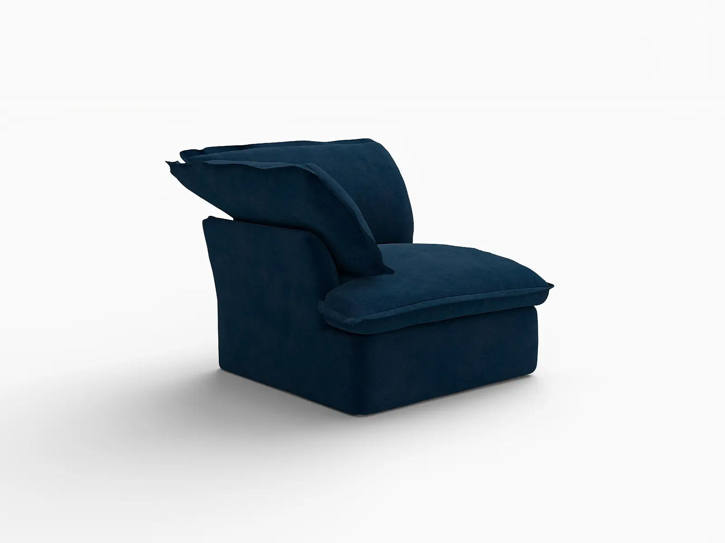 Deluxe Cloud Dark Blue 1-Seater Modular Sofa | 1-Piece, Velvet Fabric, Washable Covers
