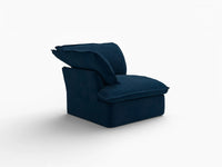 Deluxe Cloud Dark Blue 1-Seater Modular Sofa | 1-Piece, Velvet Fabric, Washable Covers