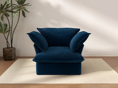 Deluxe Cloud Dark Blue 1-Seater Modular Sofa | 1-Piece, Velvet Fabric, Washable Covers
