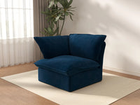 Deluxe Cloud Dark Blue 1-Seater Modular Sofa | 1-Piece, Velvet Fabric, Washable Covers