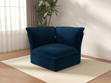 Sofá Modular de Lujo Nube Azul Oscuro de 1 Plaza | 1 Pieza, Tela de Terciopelo, Fundas Lavables