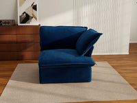 Deluxe Cloud Dark Blue 1-Seater Modular Sofa | 1-Piece, Velvet Fabric, Washable Covers