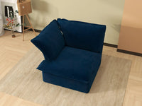 Deluxe Cloud Dark Blue 1-Seater Modular Sofa | 1-Piece, Velvet Fabric, Washable Covers