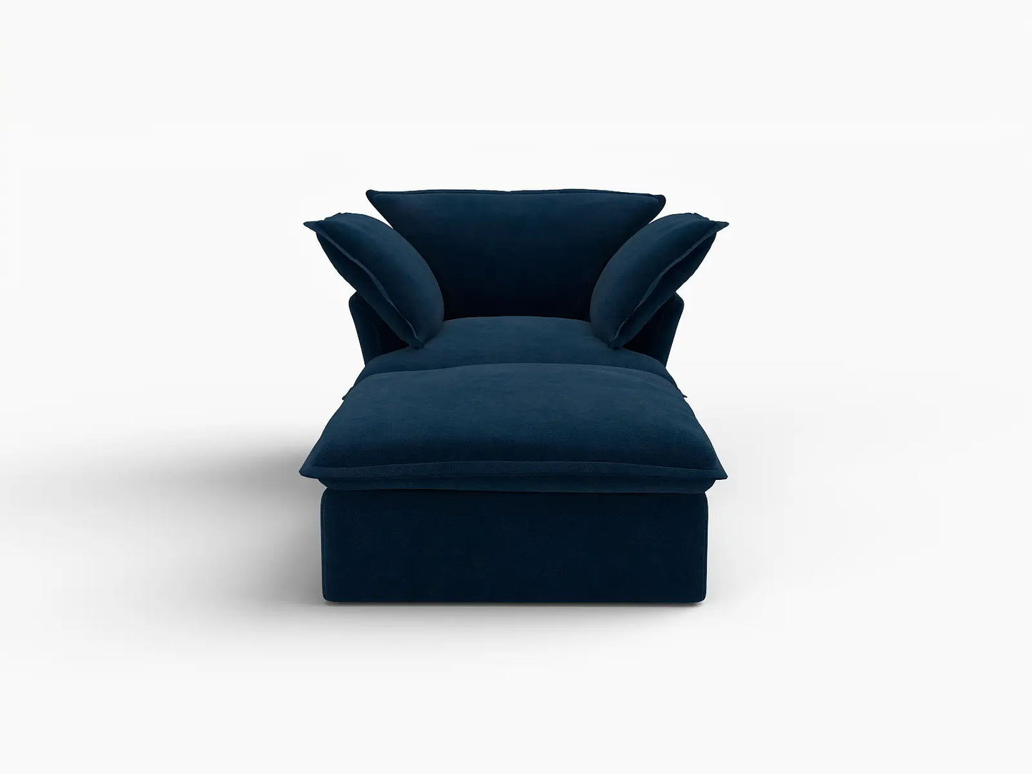 Deluxe Cloud Dark Blue 1-Seater Modular Sofa | 2-Piece (includes 1 ottoman), Velvet Fabric, Storage Ottoman