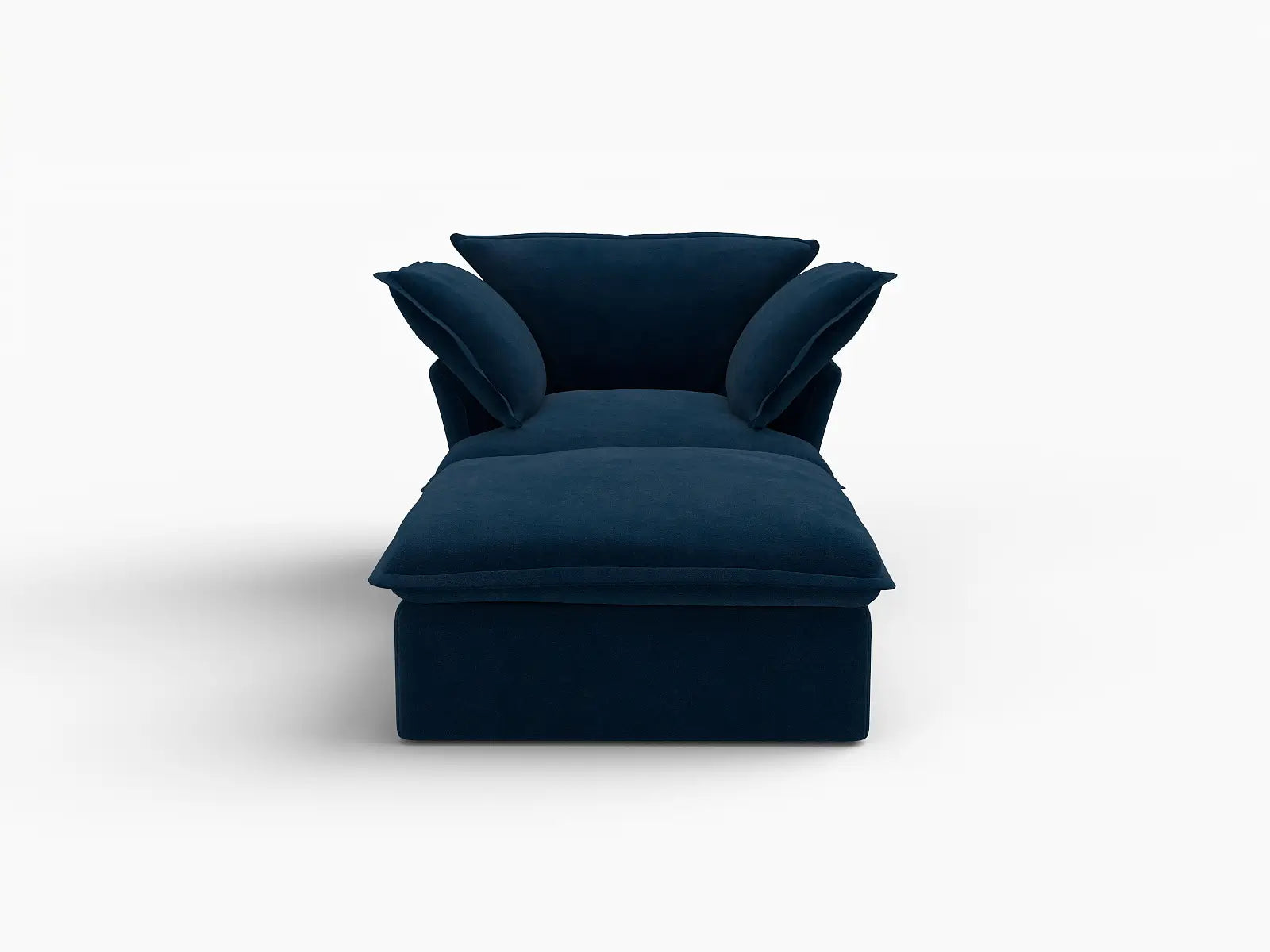 Sofá modular de 1 plaza Deluxe Cloud azul oscuro | 2 piezas (incluye 1 otomana), tela de terciopelo, otomana con almacenaje