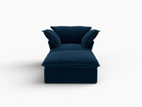 Deluxe Cloud Dark Blue 1-Seater Modular Sofa | 2-Piece (includes 1 ottoman), Velvet Fabric, Storage Ottoman