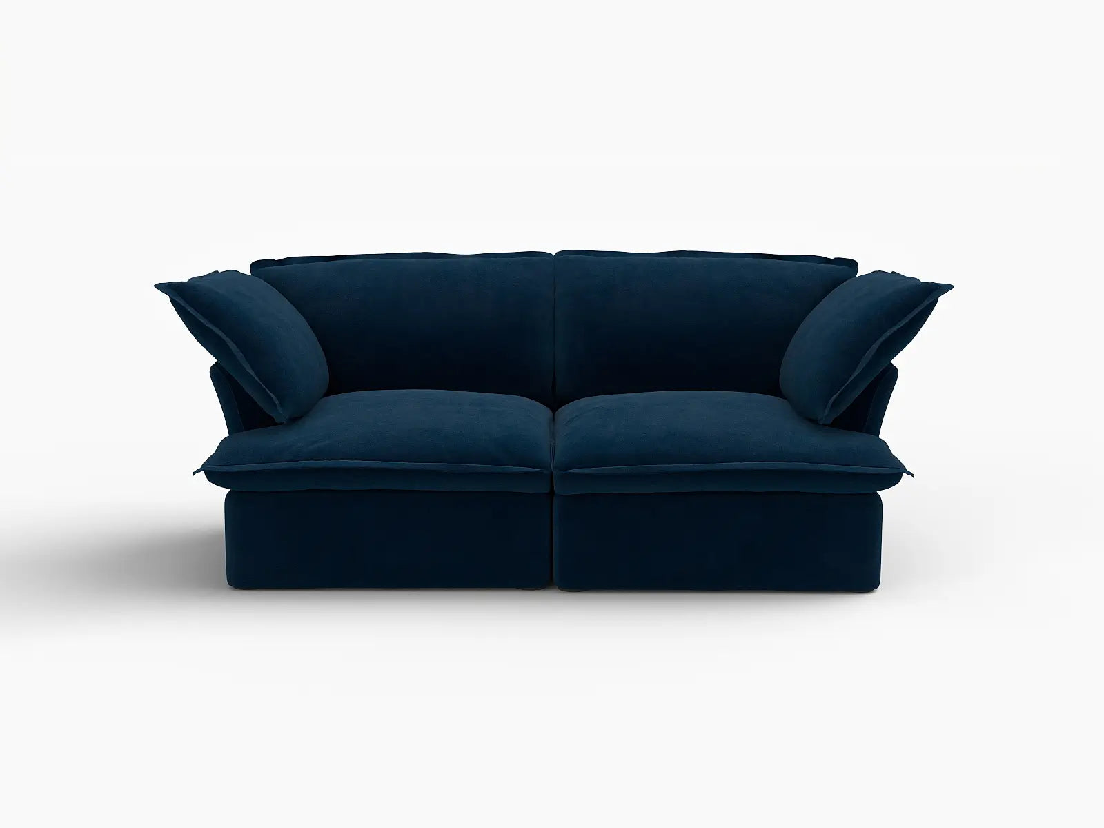 Deluxe Cloud Dark Blue 2-Seater Loveseats for Studio | 2-Piece, Velvet Fabric, Washable Covers