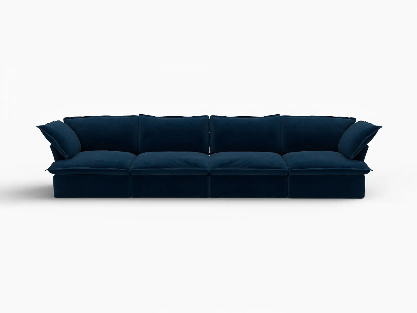 Sofá modular de 4 plazas Deluxe Cloud azul oscuro | 4 piezas, tela de terciopelo, fundas lavables