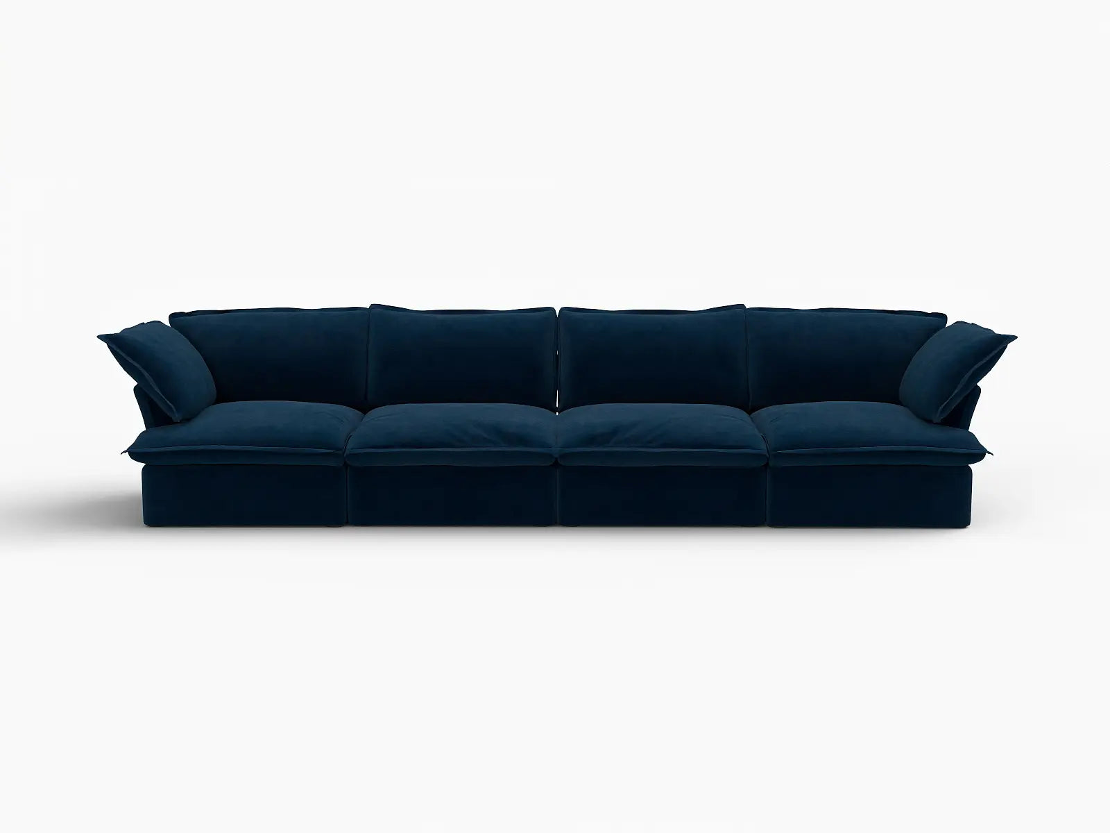Sofá modular de 4 plazas Deluxe Cloud azul oscuro | 4 piezas, tela de terciopelo, fundas lavables