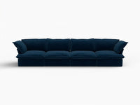 Sofá modular de 4 plazas Deluxe Cloud azul oscuro | 4 piezas, tela de terciopelo, fundas lavables