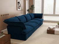 Sofá modular de 4 plazas Deluxe Cloud azul oscuro | 4 piezas, tela de terciopelo, fundas lavables