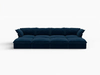 Deluxe Cloud Dark Blue 4-Seater Pit Sectional with Storage | 8-Piece (includes 4 ottomans), Velvet Fabric, Washable Covers