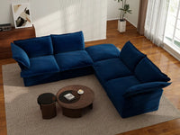 Deluxe Cloud Dark Blue 4-Seater V-Shaped Modular Sofa | 5-Piece (includes 1 ottoman), Velvet Fabric, Storage Ottoman