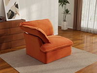 Deluxe Cloud Dark Orange 1-Seater Single Sofa | 1-Piece, Velvet Fabric, Washable Covers