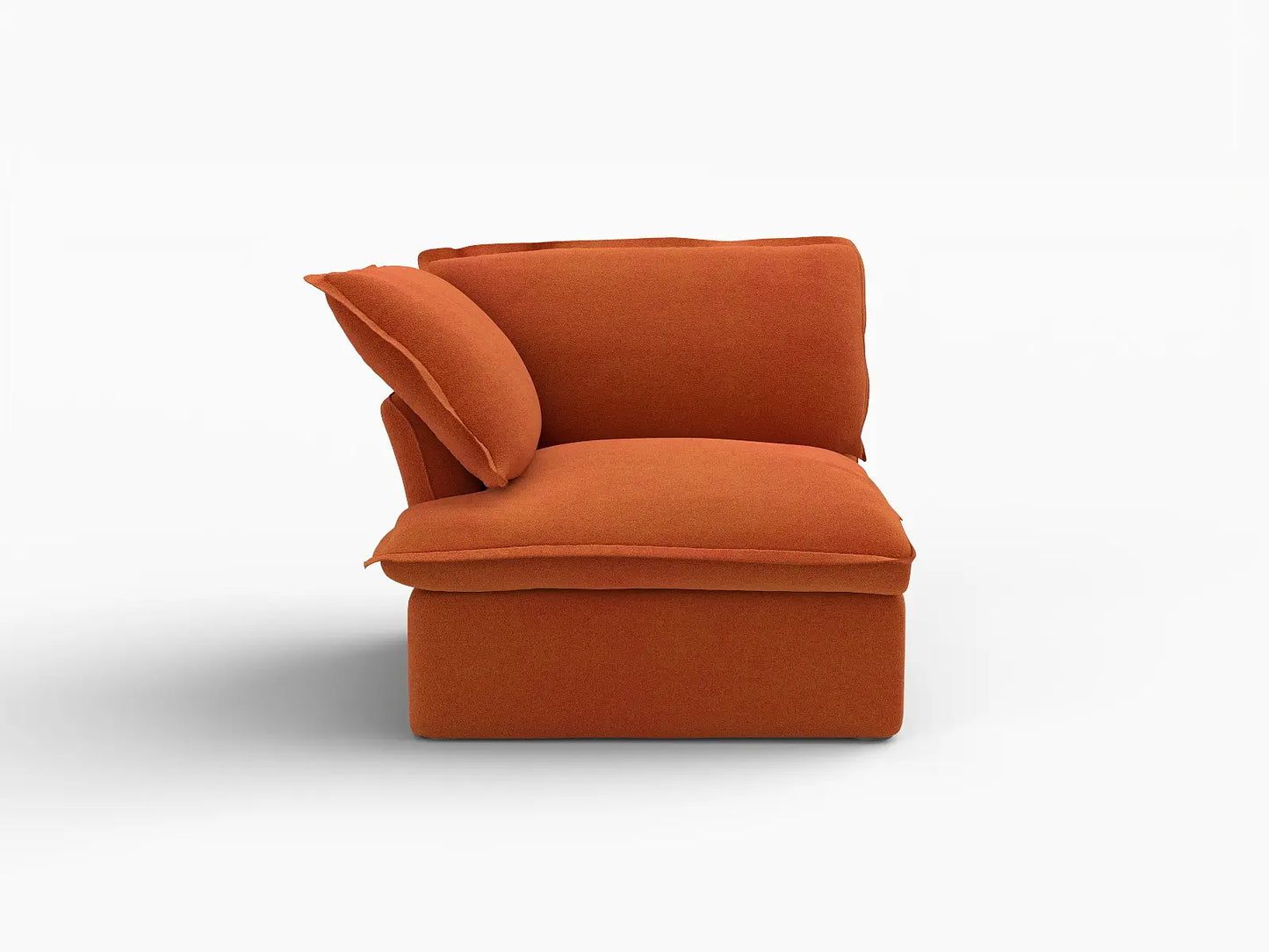 Deluxe Cloud Dark Orange 1-Seater Single Sofa | 1-Piece, Velvet Fabric, Washable Covers