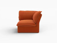 Deluxe Cloud Dark Orange 1-Seater Single Sofa | 1-Piece, Velvet Fabric, Washable Covers