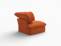 Deluxe Cloud Dark Orange 1-Seater Single Sofa | 1-Piece, Velvet Fabric, Washable Covers