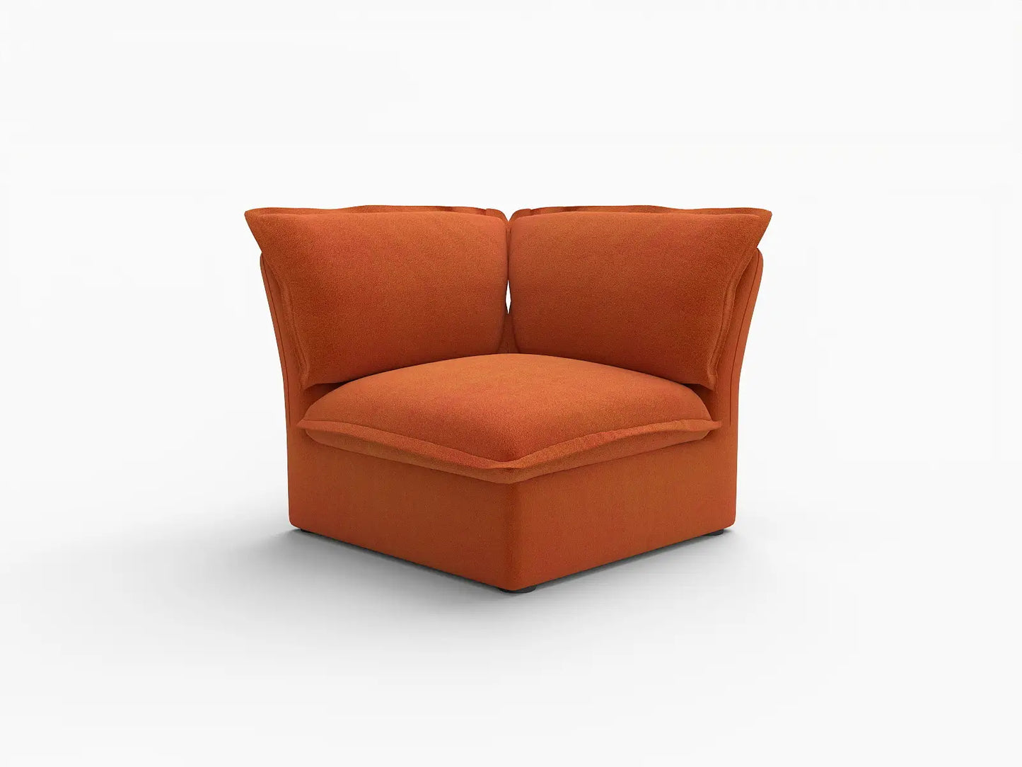 Deluxe Cloud Dark Orange 1-Seater Single Sofa | 1-Piece, Velvet Fabric, Washable Covers