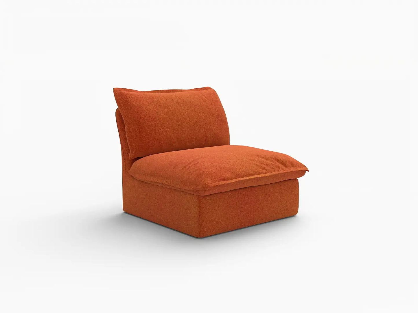 Deluxe Cloud Dark Orange 1-Seater Single Sofa | 1-Piece, Velvet Fabric, Washable Covers