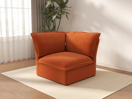 Sofá Individual Naranja Oscuro Deluxe Cloud de 1 Plaza | 1 Pieza, Tela de Terciopelo, Fundas Lavables