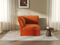 Deluxe Cloud Dark Orange 1-Seater Single Sofa | 1-Piece, Velvet Fabric, Washable Covers