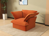 Sofá de 1 plaza Deluxe Cloud naranja oscuro | 1 pieza, tela de terciopelo, fundas lavables