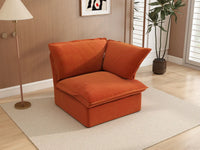 Deluxe Cloud Dark Orange 1-Seater Sofa | 1-Piece, Velvet Fabric, Washable Covers