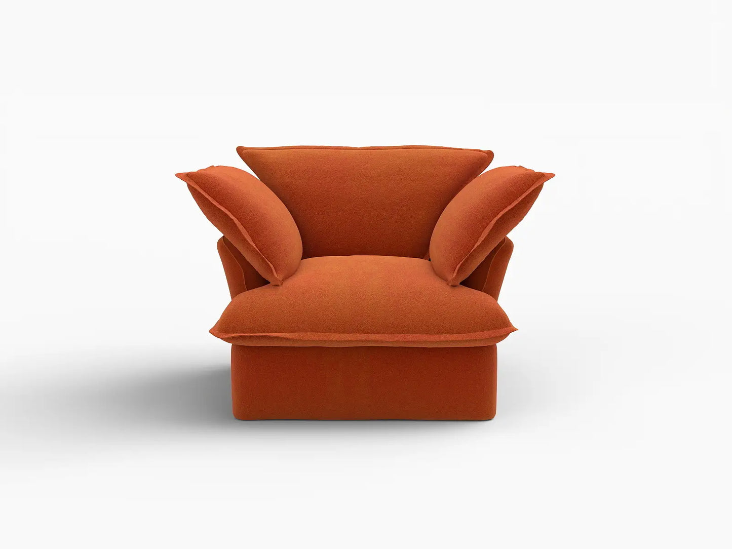 Sofá de 1 plaza Deluxe Cloud naranja oscuro | 1 pieza, tela de terciopelo, fundas lavables